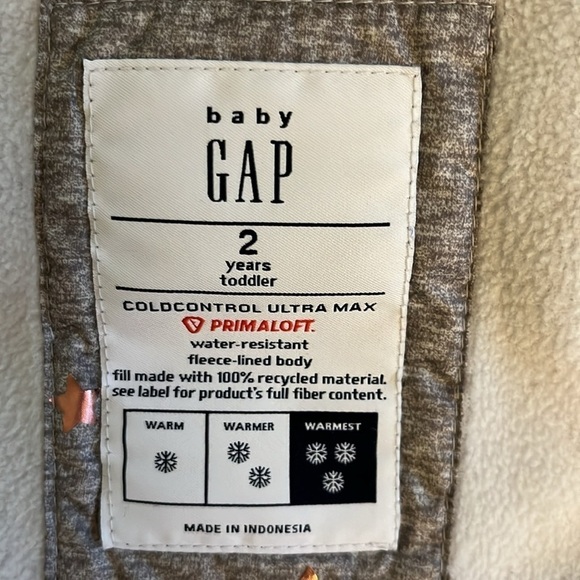 Baby Gap cold control ultra max gray puffer jacket with soft fleece lining. 2T - Picture 11 of 13